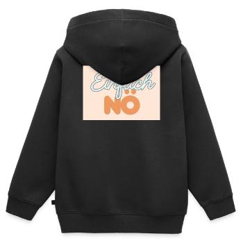 Juste non - Sweat Premium à capuche zippé enfant bio - noir - Dos - AI Model Kid Male (0cm)