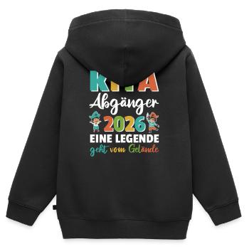 Kita Abgänger 2026 eine Legende Pirat - Kinder Premium Organic Zip Hoodie - Schwarz - Hinten - AI Model Kid Male (0cm)