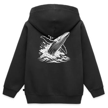 Protéger les baleines - Sweat Premium à capuche zippé enfant bio - noir - Dos - AI Model Kid Male (0cm)