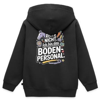 Pferde Ich Reite Nicht Ich Bin Das Bodenpersonal - Kinder Premium Organic Zip Hoodie - Schwarz - Hinten - AI Model Kid Male (0cm)