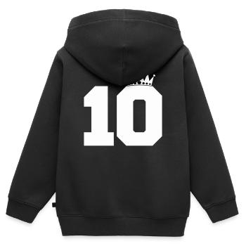 Royal Ten avec couronne - Sweat Premium à capuche zippé enfant bio - noir - Dos - AI Model Kid Male (0cm)