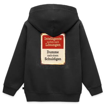 Intelligente suchen Lösungen Dumme Schuldige - Kinder Premium Organic Zip Hoodie - Schwarz - Hinten - AI Model Kid Male (0cm)