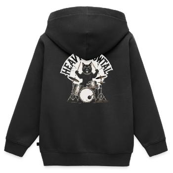 Katziger Drummer Heavy Metal - Kinder Premium Organic Zip Hoodie - Schwarz - Hinten - AI Model Kid Male (0cm)