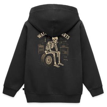 Skelett in der Werkstatt – Warten auf Teile - Kinder Premium Organic Zip Hoodie - Schwarz - Hinten - AI Model Kid Male (0cm)