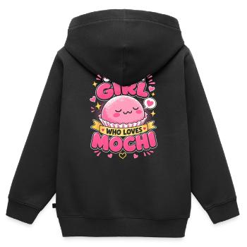 Une seule fille aime le mochi - Sweat Premium à capuche zippé enfant bio - noir - Dos - AI Model Kid Male (0cm)