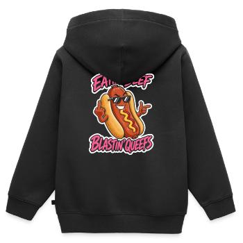 Autocollant Beef Hot Dog Queen - Sweat Premium à capuche zippé enfant bio - noir - Dos - AI Model Kid Male (0cm)