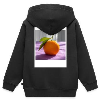 Orange soleil sur lin violet - Sweat Premium à capuche zippé enfant bio - noir - Dos - AI Model Kid Male (0cm)