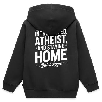 Introvertierter Atheist Quiet Logic T-Shirt - Kinder Premium Organic Zip Hoodie - Schwarz - Hinten - AI Model Kid Male (0cm)
