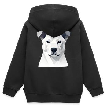 Hund Porträt geometrisch - Kinder Premium Organic Zip Hoodie - Schwarz - Hinten - AI Model Kid Male (0cm)