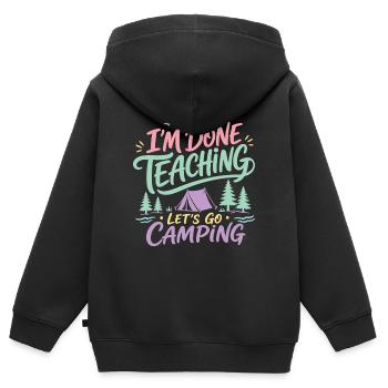 J’ai fini d’enseigner Citation du professeur « Allons camper » - Sweat Premium à capuche zippé enfant bio - noir - Dos - AI Model Kid Male (0cm)