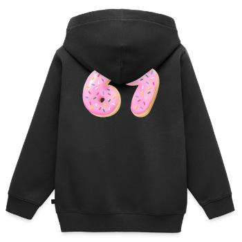 67 Six Seven Zahl 67 Meme Cream Donut - Kinder Premium Organic Zip Hoodie - Schwarz - Hinten - AI Model Kid Male (0cm)