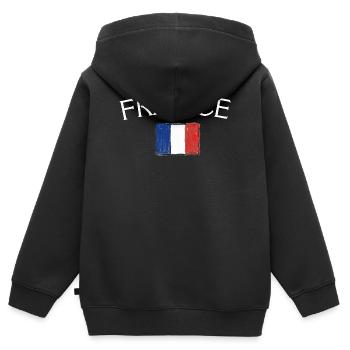 France Flag Vintage  - Sweat Premium à capuche zippé enfant bio - noir - Dos - AI Model Kid Male (0cm)