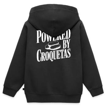 Propulsé par Croquetas - Sweat Premium à capuche zippé enfant bio - noir - Dos - AI Model Kid Male (0cm)