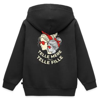 Telle Mère Telle Fille Rétro Bandana - Sweat Premium à capuche zippé enfant bio - noir - Dos - AI Model Kid Male (0cm)