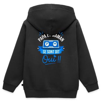 Mariage De Papa Et Maman Gamer - Sweat Premium à capuche zippé enfant bio - noir - Dos - AI Model Kid Male (0cm)