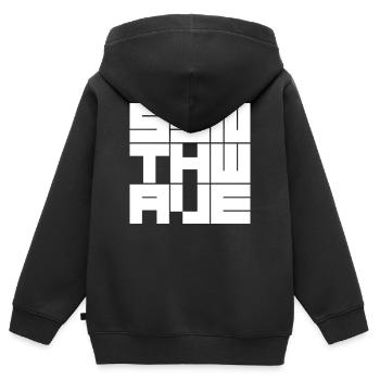 Synthwave Grid logo - Kids Premium Organic Zip-up Hoodie - black - Back - AI Model Kid Male (0cm)