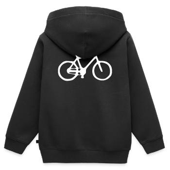 Vélo blanc cadeau cycliste - Sweat Premium à capuche zippé enfant bio - noir - Dos - AI Model Kid Male (0cm)