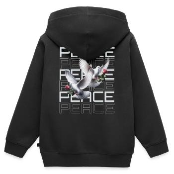 paix - Sweat Premium à capuche zippé enfant bio - noir - Dos - AI Model Kid Male (0cm)