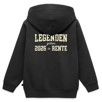 Legenden gehen 2026 in Rente Geschenk  - Kinder Premium Organic Zip Hoodie - Schwarz - Hinten - AI Model Kid Male (0cm)