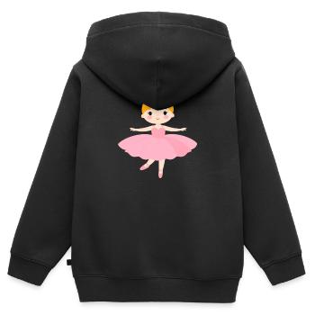 Kleine Ballerina im rosa Tutu – Süßes Tanz-Design - Kinder Premium Organic Zip Hoodie - Schwarz - Hinten - AI Model Kid Male (0cm)