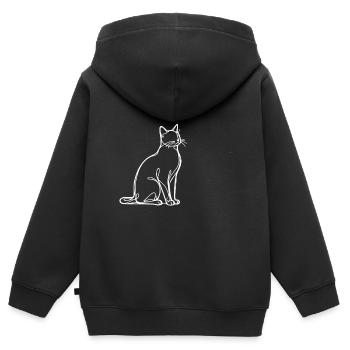 Katze one line art Geschenk Geburtstag - Kinder Premium Organic Zip Hoodie - Schwarz - Hinten - AI Model Kid Male (0cm)