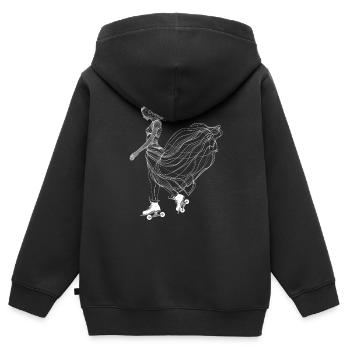 Rollschuhläuferin Line Art - Kinder Premium Organic Zip Hoodie - Schwarz - Hinten - AI Model Kid Male (0cm)