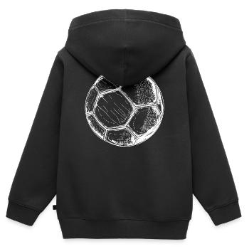 Dessin de ballon de football - Sweat Premium à capuche zippé enfant bio - noir - Dos - AI Model Kid Male (0cm)