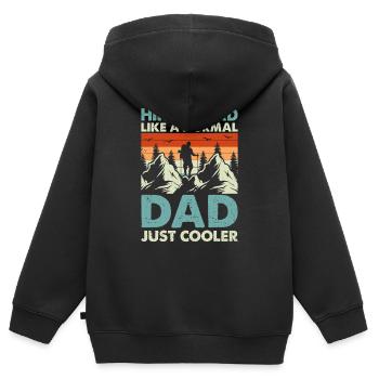 Père de randonnée comme un père normal Juste plus cool - Randonnée - Sweat Premium à capuche zippé enfant bio - noir - Dos - AI Model Kid Male (0cm)