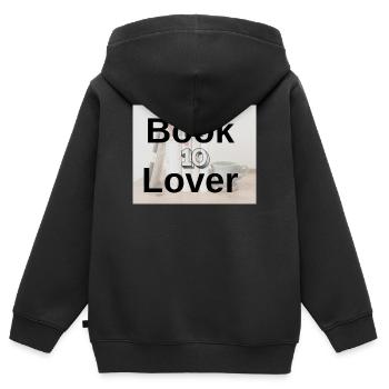 Typographie en Audace pour les Amateurs de Livres - Sweat Premium à capuche zippé enfant bio - noir - Dos - AI Model Kid Male (0cm)