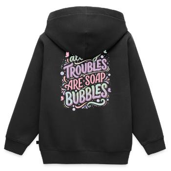 Tous mes soucis sont des bulles de savon - Sweat Premium à capuche zippé enfant bio - noir - Dos - AI Model Kid Male (0cm)