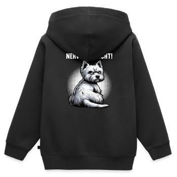 Nerv Mich Nicht West highland terrier Westie  - Kinder Premium Organic Zip Hoodie - Schwarz - Hinten - AI Model Kid Male (0cm)