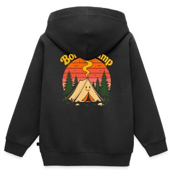 Né dans la tente mignonne du coucher de soleil rétro des années 70 - Sweat Premium à capuche zippé enfant bio - noir - Dos - AI Model Kid Male (0cm)