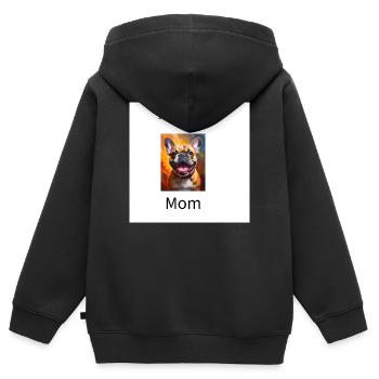 Feu couleur de la Maman Bulldog - Sweat Premium à capuche zippé enfant bio - noir - Dos - AI Model Kid Male (0cm)