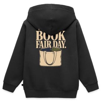 Cadeau de la foire du livre pour les personnes en difficulté financière - Sweat Premium à capuche zippé enfant bio - noir - Dos - AI Model Kid Male (0cm)