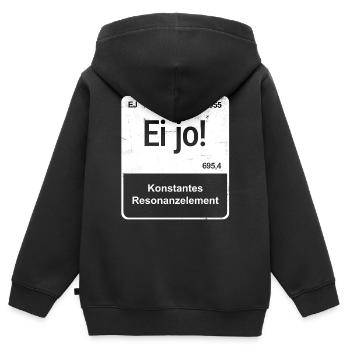 Ei jo! - Saarländisch für Profis - Element-Kachel - Kinder Premium Organic Zip Hoodie - Schwarz - Hinten - AI Model Kid Male (0cm)