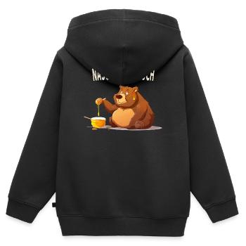 Naschbrettbauch Lustiger Honigbär - Kinder Premium Organic Zip Hoodie - Schwarz - Hinten - AI Model Kid Male (0cm)