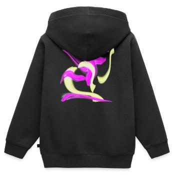 Tourbillon Rose Néon Jaune - Sweat Premium à capuche zippé enfant bio - noir - Dos - AI Model Kid Male (0cm)