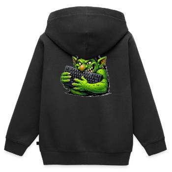 Bösartiger Troll mit Tastatur - Kinder Premium Organic Zip Hoodie - Schwarz - Hinten - AI Model Kid Male (0cm)