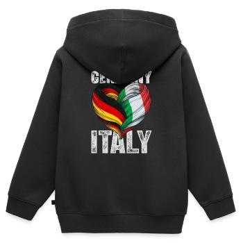 Cœur de l’Allemagne et de l’Italie - Sweat Premium à capuche zippé enfant bio - noir - Dos - AI Model Kid Male (0cm)