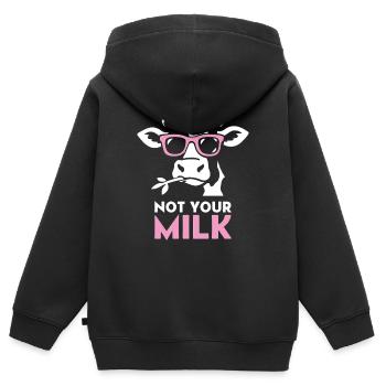 Not Your Milk – Coole Kuh mit Sonnenbrille  - Kinder Premium Organic Zip Hoodie - Schwarz - Hinten - AI Model Kid Male (0cm)