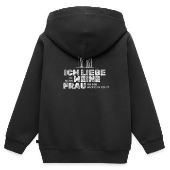 Ich liebe meine Frau – Wandern Paar Geschenk - Kinder Premium Organic Zip Hoodie - Schwarz - Hinten - AI Model Kid Male (0cm)
