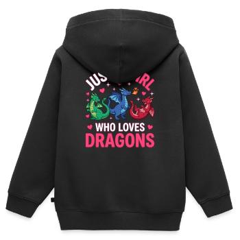 Juste une fille amoureuse des dragons - Sweat Premium à capuche zippé enfant bio - noir - Dos - AI Model Kid Male (0cm)