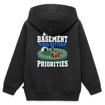 Disposition du réseau ferroviaire, - Sweat Premium à capuche zippé enfant bio - noir - Dos - AI Model Kid Male (0cm)