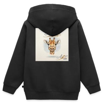 Girafe joyeuse dans le style aquarelle – Azzo - Sweat Premium à capuche zippé enfant bio - noir - Dos - AI Model Kid Male (0cm)