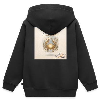 Zodiaque des écrevisses dorées - Sweat Premium à capuche zippé enfant bio - noir - Dos - AI Model Kid Male (0cm)