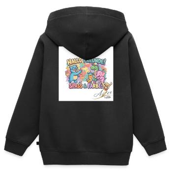 Hallo Freunde Spass und Farbe - Kinder Premium Organic Zip Hoodie - Schwarz - Hinten - AI Model Kid Male (0cm)