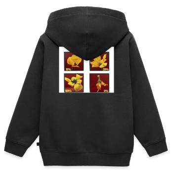 Ma Tulipe Jaune Drôle de Batterie Sociale - Sweat Premium à capuche zippé enfant bio - noir - Dos - AI Model Kid Male (0cm)