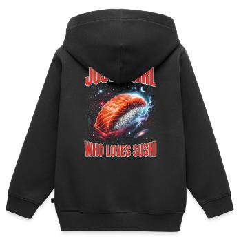 Juste une fille qui aime les sushis - Sweat Premium à capuche zippé enfant bio - noir - Dos - AI Model Kid Male (0cm)