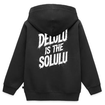 Delulu Is The Solulu - Kids Premium Organic Zip-up Hoodie - black - Back - AI Model Kid Male (0cm)