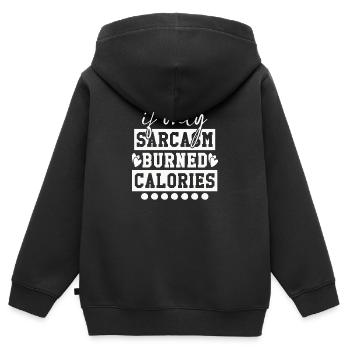 Quand le sarcasme brûle des calories - Sweat Premium à capuche zippé enfant bio - noir - Dos - AI Model Kid Male (0cm)